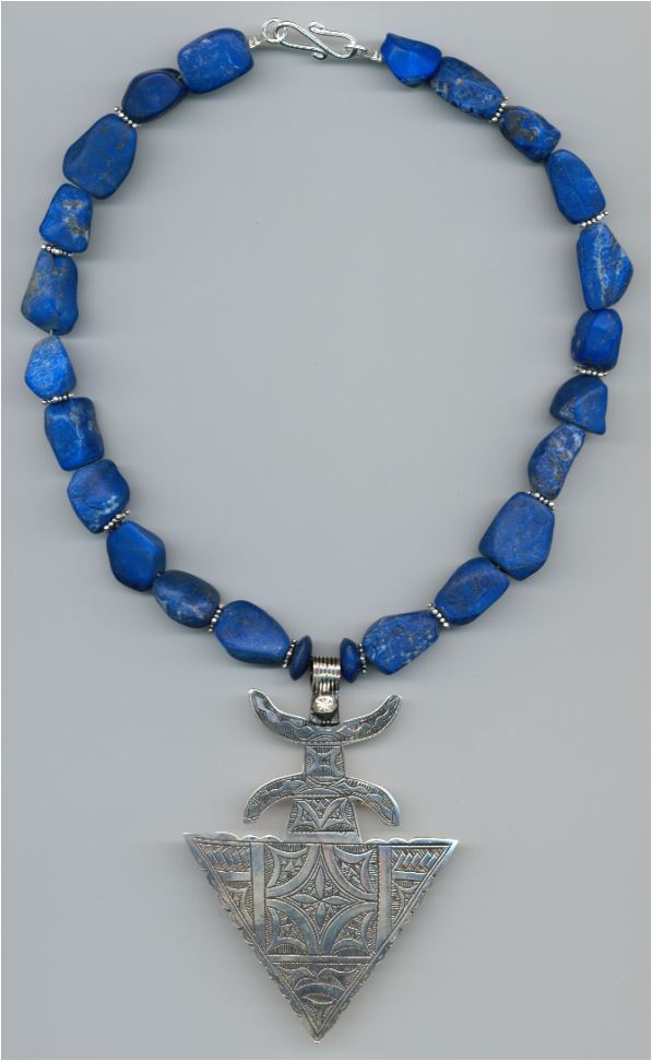 Lapis-Lazuli-Nuggets, Tuareg-Amulett